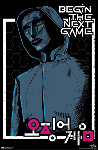 Vista 2 de Trends International Netflix Squid Game - Póster de pared de Begin the Next Game, 14.72 x 22.37 pulgadas, lienzo estirado