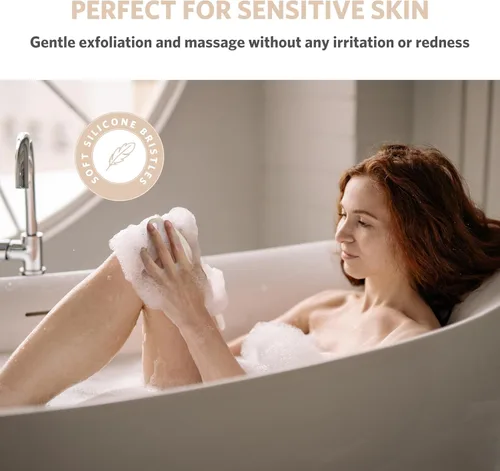 Vista 5 de Sndyi Exfoliante Corporal de Silicona, Exfoliante Corporal Suave para Piel Sensible, Exfoliante de Ducha en Forma de Hoja para el Cuerpo con Cerdas