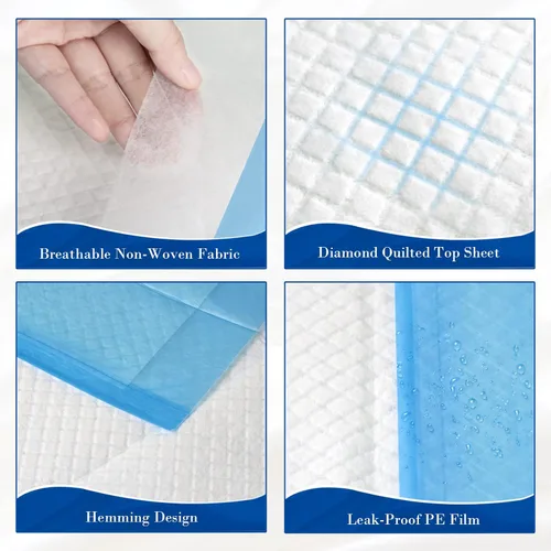 Vista 4 de SOFYFINE Almohadillas desechables de alta calidad de 23 x 36 pulgadas (50 unidades), a prueba de fugas para adultos, almohadillas absorbentes