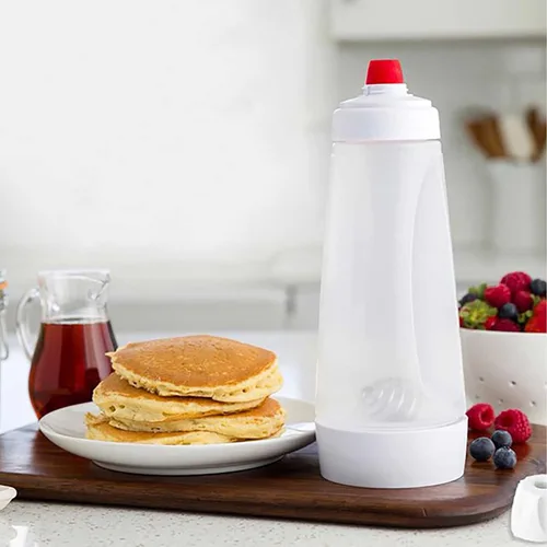 Vista 5 de Dispensador de masa para panqueques, dispensador de mezcla para panqueques con bola batidora y base de soporte, mezclador de masa para panqueques