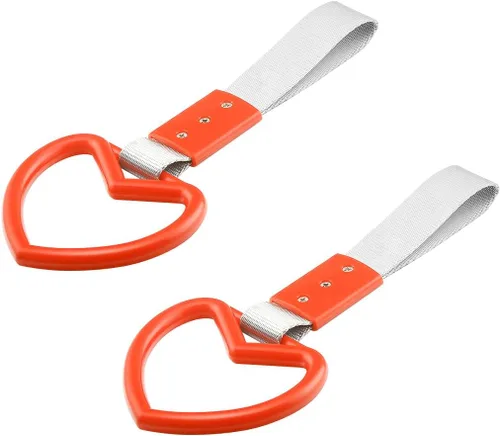 Vista 8 de Fekey&JF 2 piezas de anillos Tsurikawa. Correa de mano en forma de corazón, anillo de advertencia del parachoques trasero. Mango japonés