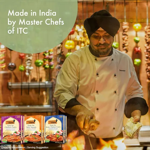 Vista 3 de Kitchens of India Combo de pasta de curry para pollo al curry con mantequilla, Tikka Masala y pollo al curry, pasta de curry fácil de usar sin