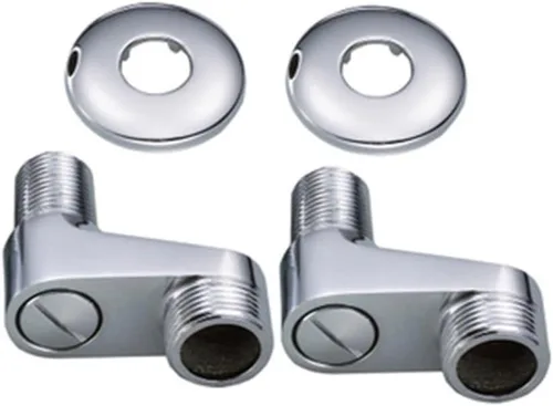 Vista 6 de Adaptador de montaje en pared de 3-3/8 pulgadas, grifo de bañera de pie de garra negra, brazos oscilantes ajustables, tornillo excéntrico