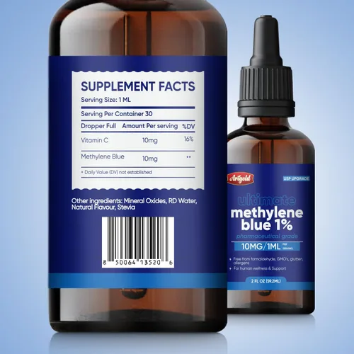 Vista 3 de Arigold Solución azul de metileno grado USP 1% – Botella cuentagotas de 2 onzas líquidas Grado farmacéutico Fórmula electrolítica 99% pura