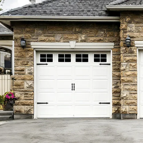 Vista 6 de Kit de decoración magnética para puerta de garaje Eapele incluye 16 ventanas magnéticas, 4 bisagras de ventanas de imitación y 2 manijas negras
