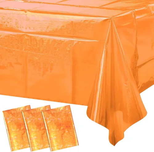 Vista 28 de FunnyPars Paquete de 6 Manteles de Plástico Rojo Iridiscente, Cubiertas de Mesa Rectangulares Desechables con Brillo Láser, Mantel de Lámina
