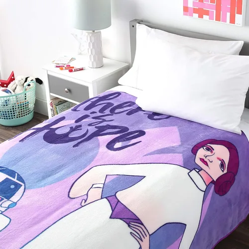 Vista 6 de Manta Star Wars Forces of Destiny – Mide 62 x 90 pulgadas, ropa de cama para niños con princesa Leia – Forro polar súper suave resistente a