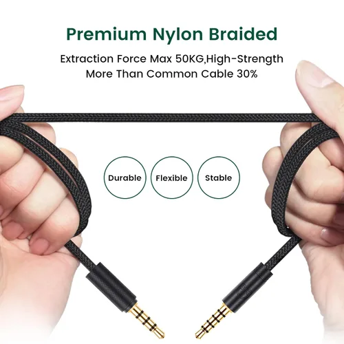 Vista 4 de Cable G Pro X, cable de repuesto desmontable para auriculares para juegos Logitech G Pro G433 G233, cable trenzado de nailon de 0.138in
