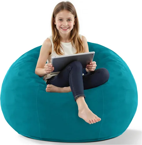 Vista 21 de HABUTWAY Silla de Puf de 2 Pies, Puf de 2' de Sillones Pequeños con Relleno, Silla de Puf en Forma de Lágrima de Terciopelo Ultra Suave con Funda