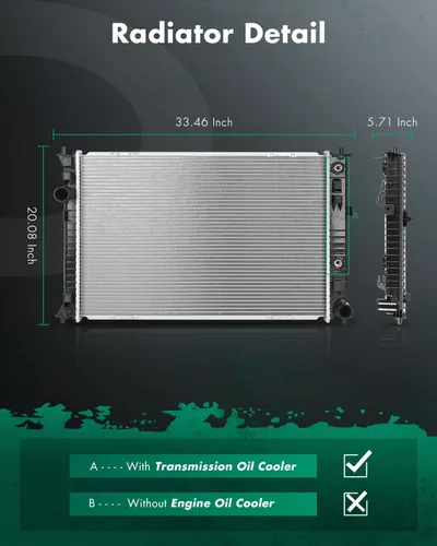 Vista 2 de SCITOO Conjunto de radiador de refrigeración del motor compatible con 2010-2012 para Ford para Fusion 2010-2011 para Mercury para Milán 2.5L 3.0L
