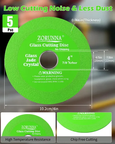 Vista 5 de ZORUNNA Herramienta de disco de corte de vidrio de 4 pulgadas, cortador de azulejos de vidrio con bordes de diamante, 3 piezas de disco ultrafino