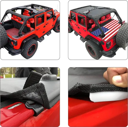 Vista 3 de Shadeidea - Cubierta tonneau para el Jeep Wrangler JK de 4 puertas, cubierta Ton para el maletero trasero del JKU (2007-2018), cubierta