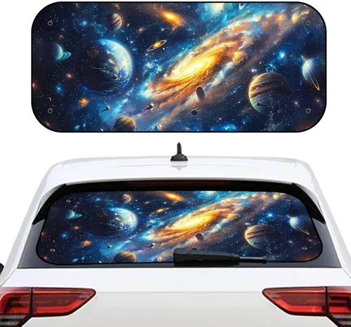 Vista 21 de Biyejit Parasol para ventana trasera de coche de vaca blanca y negra con ventosa, accesorios de automóvil con estampado de vaca, bloqueador solar