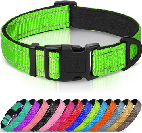 Vista 12 de Joytale - Collar reflectante para perro, collar de nailon transpirable con acolchado de neopreno suave para mascotas, ajustable para cachorros