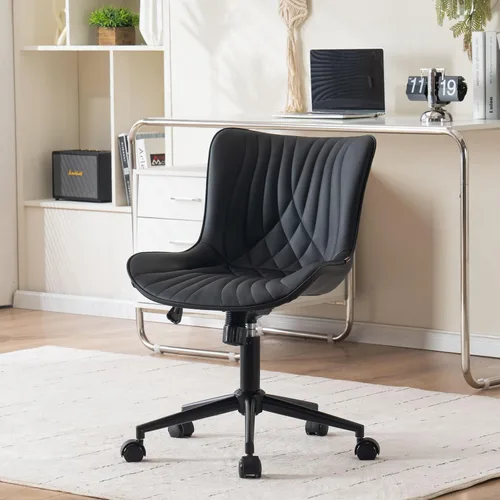 Vista 14 de YOUNIKE Silla de Oficina sin Brazos Silla de Escritorio con Ruedas, Silla de Trabajo para Computadora de Oficina en Casa, Silla de Tocador Moderna
