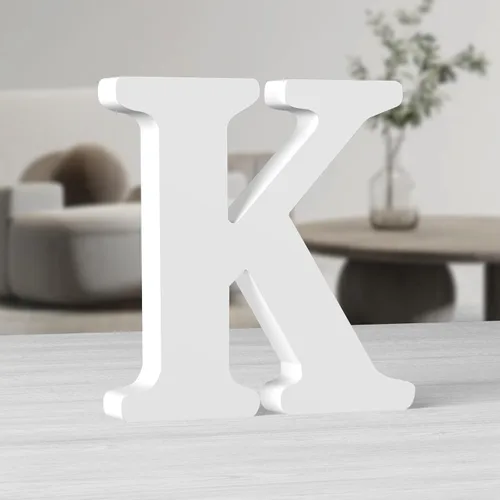 Vista 15 de AOCEAN Letras de madera grandes blancas de 10 pulgadas, letras de madera sin terminar para decoración de pared, letras decorativas de pie