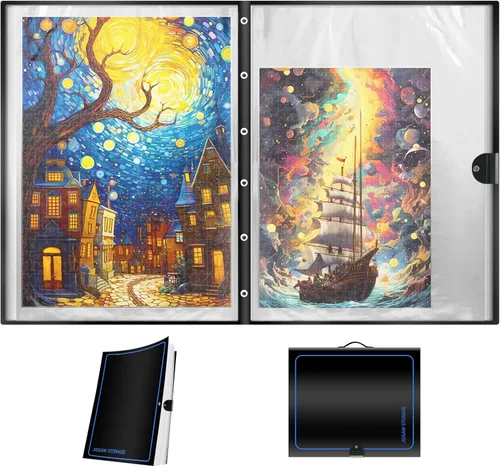 Vista 7 de ALL4JIG Carpeta de almacenamiento de rompecabezas de 500 a 1000 piezas para entusiastas de los rompecabezas, accesorios organizadores de ahorro