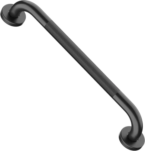 Vista 13 de Barras de agarre blancas aceitadas para ducha de 32 pulgadas con agarre moleteado antideslizante, montaje en pared de acero inoxidable para baño