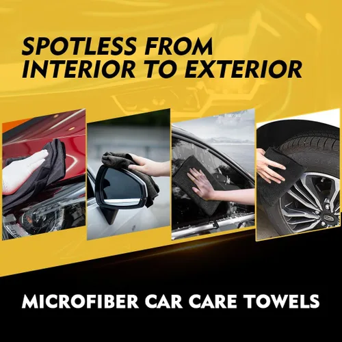 Vista 5 de HOMEXCEL Paquete de 6 paños de limpieza de microfibra negros, toallas de microfibra de 12.5 x 12.5 pulgadas para automóviles, paño de lavado