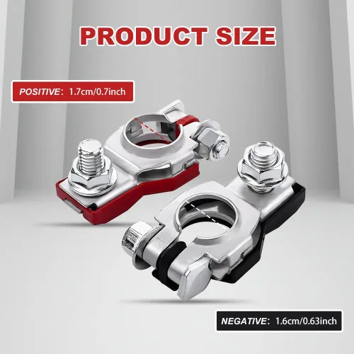 Vista 2 de 2 conectores de terminal de batería, positivo y negativo, terminal de cable de batería, poste superior con parte inferior de plástico, 243407F000