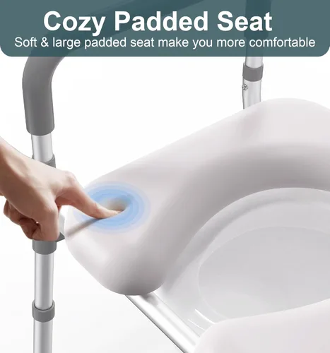 Vista 7 de HOMLAND - Asiento elevado para inodoro con asas, elevador de asiento de inodoro de 500 lb elegible para FSA HSA para personas mayores con bandeja