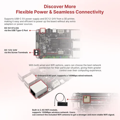 Vista 6 de BIGTREETECH Pi Tablero de control 64bit Quad Core, 1 GB DDR3L 40 pines GPIO compatible con SKR MINI E3 V3.0/Octopus V1.1/Pro, SKR V1.4