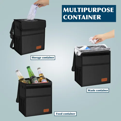 Vista 3 de Basurero para automóvil, bolsa de basura impermeable, con tapa, para asiento delantero de SUV, multiusos, para colgar en reposacabezas, plegable