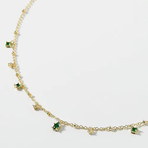 Vista 5 de Delicado collar de oro para mujer, chapado en oro con circonita cúbica gota satélite collar de cadena para mujer