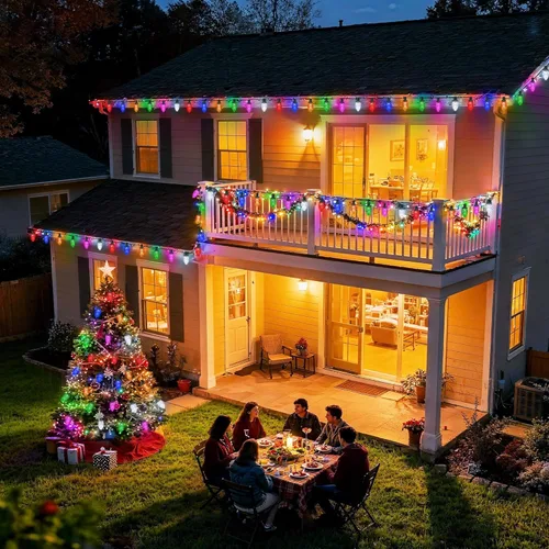 Vista 5 de iBaycon Luces de Navidad RGB C9, 65 pies, 100 luces LED que cambian de color, control remoto conectable, impermeable, al aire libre, cadena de luces