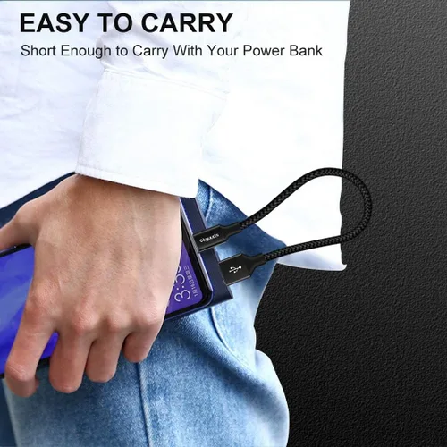 Vista 2 de Etguuds - Cable corto de USB-A a C de 6 pulgadas, 2 unidades, carga rápida, para Samsung Galaxy S22, S21, S20 FE Ultra 5G, S10, S9, Note 20, 10 y 9