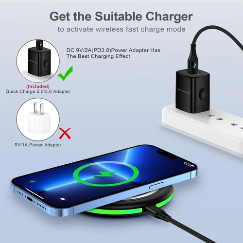 Vista 3 de Wireless Charger Pad Fast Charging Stand for Samsung Galaxy S25 Edge/S25 Ultra/S25/S24/S23,15W Android Phone Wireless Charger Station with Power