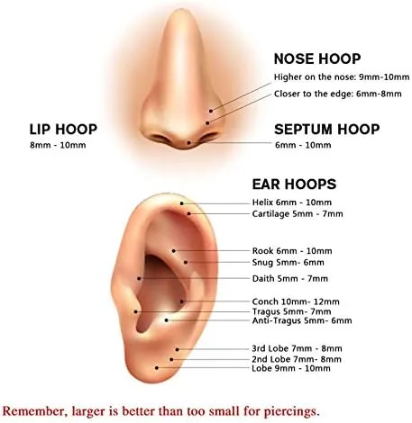 Vista 7 de PEAKLINK - Piercing de acero quirúrgico 316L para tabique de nariz para dormir, hélix, rook, cartílago, daith, tragus, lóbulo, nariz, joyería
