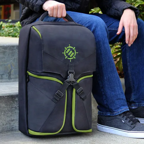 Vista 9 de ENHANCE Mochila Xbox Funda de transporte para Xbox compatible con Xbox One X One S Compartimentos de almacenamiento Gear Arsenal para mandos Xbox