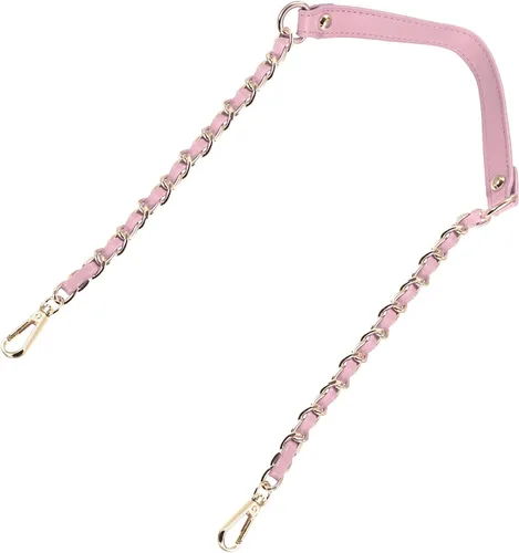 Vista 16 de Uxcell Correa de cadena plana de hierro de cuero de 39 pulgadas para bolso de mano, mango de reemplazo de hombro, negro con cadena dorada