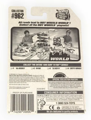 Vista 2 de Hot Wheels VW BUG 1999 Surf N Fun Series Azul VW Bug 2/4 1:64 Escala 1:64 Coche de fundición coleccionable