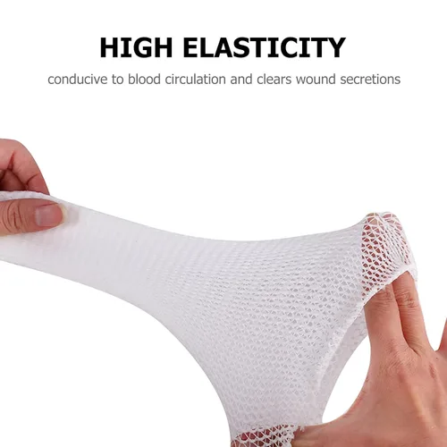 Vista 5 de Tubular Cotton Spandex Stockinette Wrap 10m Breathable Stretch Mesh Bandage for Leg Knee Wound Dressing and Fixation in Use