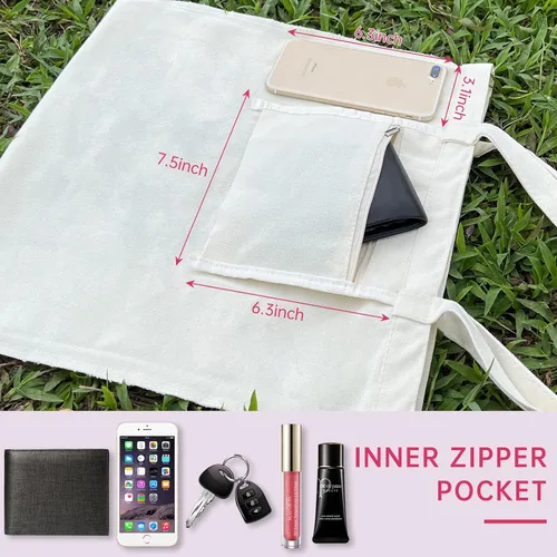 Vista 5 de Andeiltech - Bolsa de lona para mujer, con diseño de gato bonito y estética, bolsas reutilizables para compras y comestibles, con bolsillo