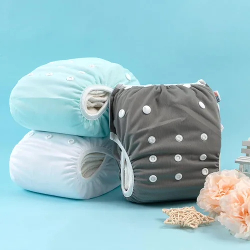 Vista 129 de Alva, Pañales de bebé para nadar, paquete de 2 unidades, talle único, reutilizable, lavable y ajustable de 0 a 36 meses. Tamaño de 10 a 40 lbs