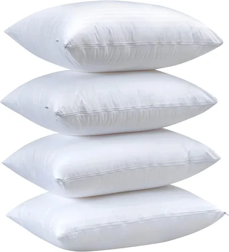 Vista 4 de Kingnex 4 unidades de protectores de almohada impermeables a prueba de plumas con cremallera en el lado largo, tamaño queen, juego de 4 fundas