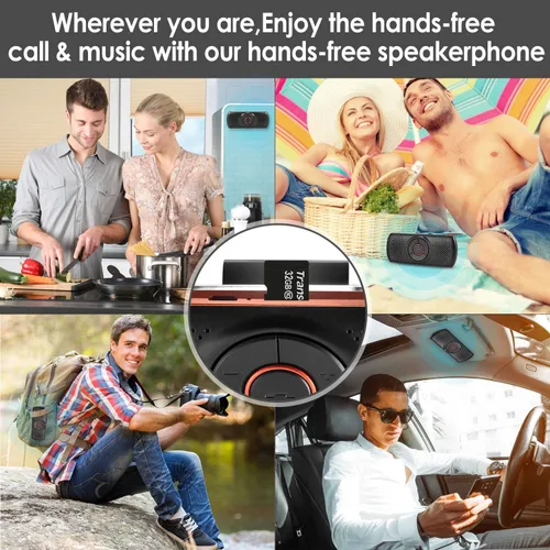 Vista 2 de Altavoz Bluetooth con clip para visera para automóvil, altavoces inalámbricos manos libres de TIANSHILI con sonido estéreo, graves mejorados
