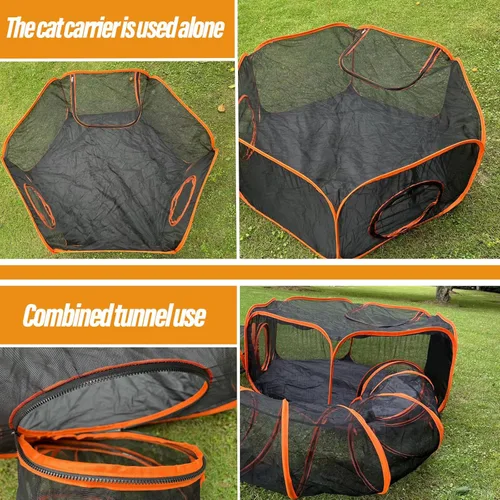 Vista 5 de Corralito de animales pequeños, conejillo de indias, jaula para erizo, jaula de conejo con divertido túnel envolvente, transpirable y transparente