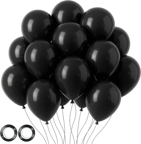 Voircoloria 105 globos negros de látex de 12 pulgadas para fiesta de cumpleaños, graduación, baby shower, aniversario, Año Nuevo, decoración de 04