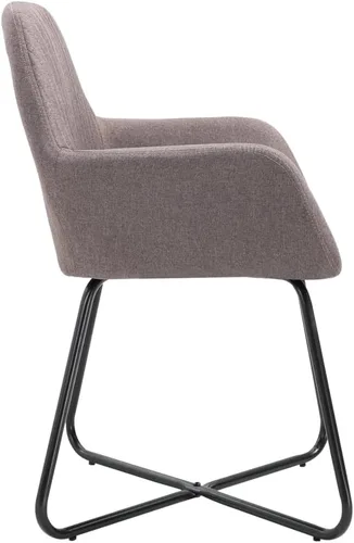 Vista 5 de Modern Dining Chairs Set of 2 Taupe Fabric Upholstered Seats with Sturdy Steel Legs for Kitchen Living Room and Farmhouse Decor