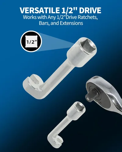 Vista 6 de DPTOOL Juego de llaves de tubo de línea de inyector diésel, 6 piezas, 12 puntos, tipo L, juego de enchufes de línea de combustible de 0.472 in