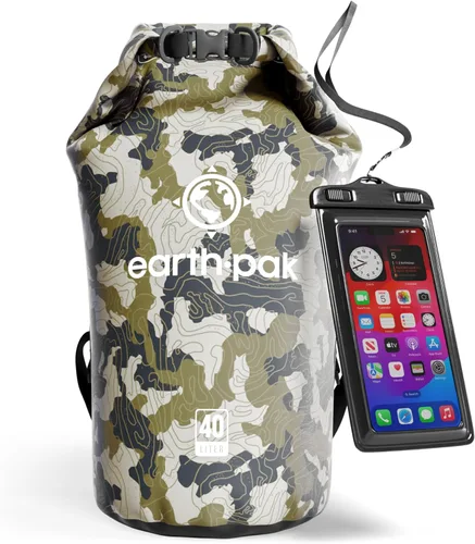 Vista 34 de Earth Pak Bolsa Seca Impermeable - Mochila Impermeable de Cierre Enrollable Superior Mantiene el Equipo Seco para Kayak con Funda Impermeable