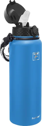 Vista 63 de Fanhaw Botella de agua aislada de acero inoxidable de 40 onzas con tapa con popote, botella deportiva extragrande a prueba de fugas para hombres