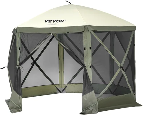 Vista 19 de VEVOR Gazebo Emergente con Pantalla de 6 Lados, Refugio Solar con 6 Telas de Privacidad Removibles contra el Viento y Ventanas de Malla, Carpa