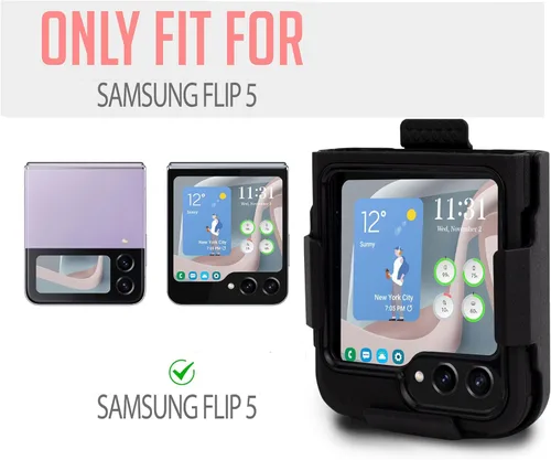 Vista 4 de Funda para Samsung Galaxy Z Flip 5, funda de grado militar a prueba de golpes con clip para cinturón para Z Flip 5