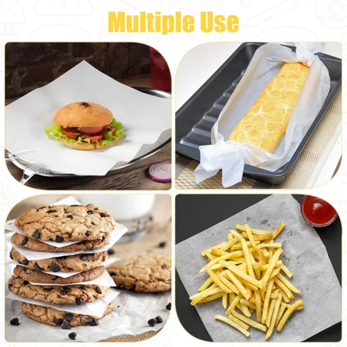 Vista 4 de 100 hojas de papel deli de 12 x 12 pulgadas, hojas de papel encerado sin blanquear para alimentos, papel de envoltura resistente a la grasa