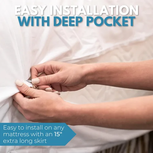 Vista 6 de Funda de colchón impermeable con cremallera Premium tamaño Queen de 60x80", 100% algodón, hipoalergénica, funda de colchón de seis lados, cremallera